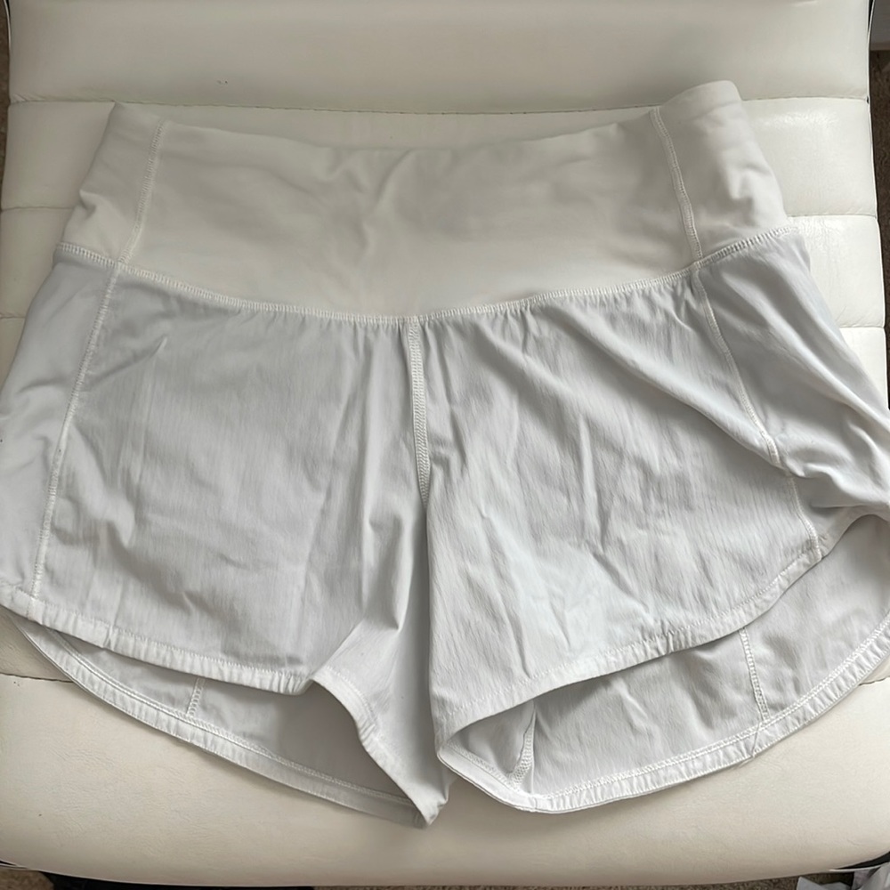 white speed up lulu shorts!!!